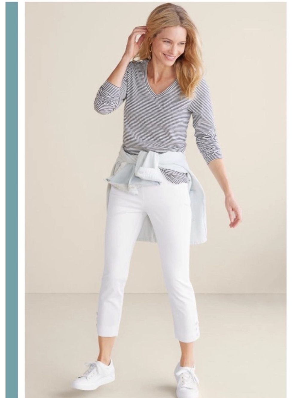 Soft Surroundings White Slim Ankle Pull-On Pants with Wide Elastic Waistband